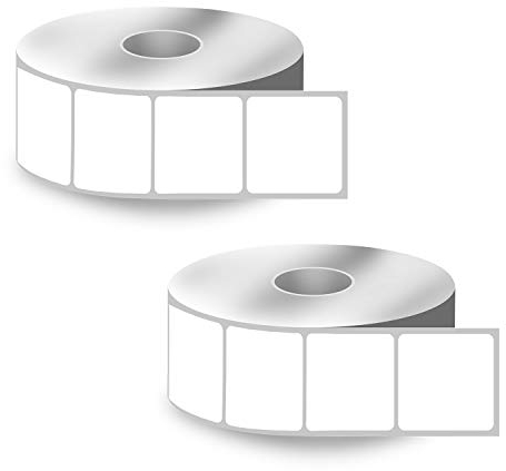 BETCKEY - 25mm x 25mm(1 in x 1 in) Perforierte Quadratischer QR Code Thermoetiketten Kompatibel mit Zebra und weiteren Druckern [2 Rollen/2760 Etiketten]