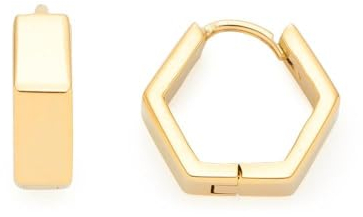 Leonardo Jewels Lira Ohrringe aus Edelstahl 1 Paar, kleine goldfarbene Creolen in Hexagon-Form, geometrische Klapp-Creolen, Modeschmuck für Damen, 022177