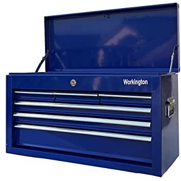 Workington Tragbarer Werkzeugkasten aus Metall mit 6 Schubladen, 61 cm, 6 Schubladen, Werkzeugschrank mit Kugellager-Schubladenschienen, Werkzeugaufbewahrungsbox, Organizer 4005, Blau