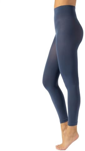 CALZITALY Blickdichte Leggings, Leggings aus Mikrofaser, Strumpfhose ohne Füße 80 DEN | S, M, L, XL, XXL, 3XL, 4XL | Made in Italy (M, Blue Jeans)