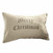 Loberon Kissenhülle Merry Christmas, festlich Bedruckt, Knopfverschluss, weihnachtliche Textilien, Weihnachtsstimmung, Weihnachtsdeko, Weihnachten, Leinen, Creme/grau
