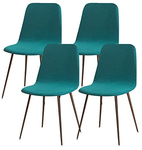 Lydevo Stuhlhussen 4er Esszimmer Strech Stuhlhussen für Esszimmerstühle Universal Waschbar Bezug Stuhlhussen Skandinavisch Stuhlüberzug für Küchenstühle Hotel Bankett,Jacquard#Smaragd
