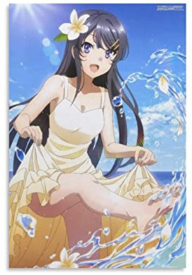 JITENG Sakurajima Mai Poster Tapisserie Rascal Does Not Dream of A Dreaming Girl Wandkunst Poster Scrollen Leinwand Malerei Bild Wohnzimmer Dekor Zuhause 61 x 91 cm