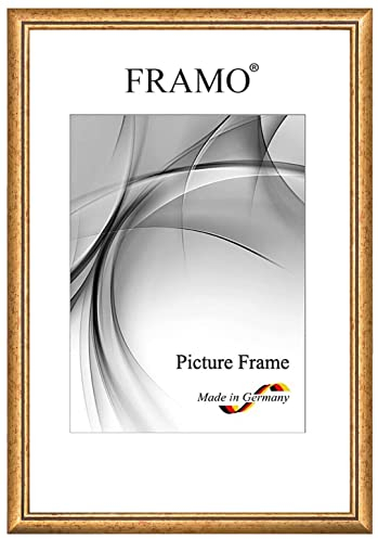 FRAMO Barock Bilderrahmen 75 x 100 cm aus Massivholz | Bordeaux Rot Gold | Farbe/Größe wählbar | Retro Vintage Antik Rahmen N°069