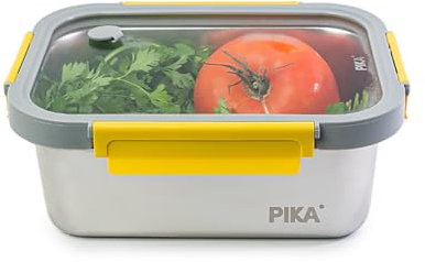 PIKA - Boite alimentaire 1780ml en inox et couvercle en verre trempé – Hermétique et légère – Compatible micro-ondes, four, congélateur – MetalShock