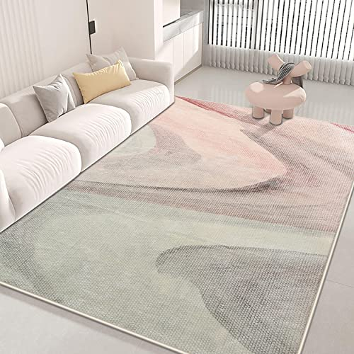 Cinknots Teppich Wohnzimmer Kurzflor Pflegeleicht,Anti-Rutsch Rückseite,Moderne Vielfarbiges Design,Passend für Wohnzimmer,Schlafzimmer,Grau/Pink,200 x 250 cm