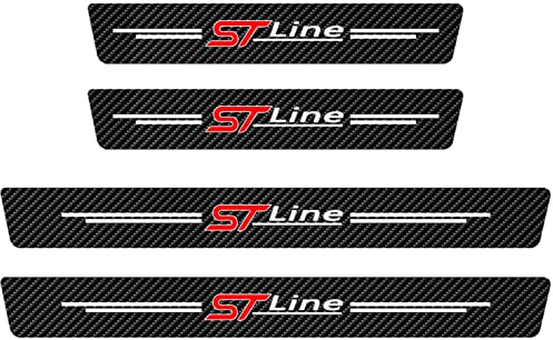 4 STÜCKE Auto Kohlefaser Einstiegsleisten Für Fo-rd Fiesta Focus KUGA Edge C-MAX ST-LINE Tuning Zubehör Car Scuff Plate Türschwelle Sill Aufkleber, ST LINE