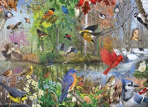 Cobble Hill Puzzle mit 1000 Teilen – Vögel der Saison – inklusive Probeposter