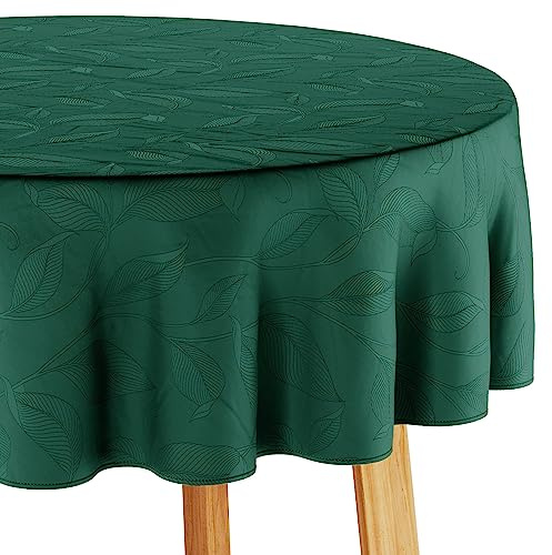 Filumi Tischdecke 140x200 cm oval Dunkel grün Abwaschbar Für Indoor Outdoor Pflanzenmuster Amalu