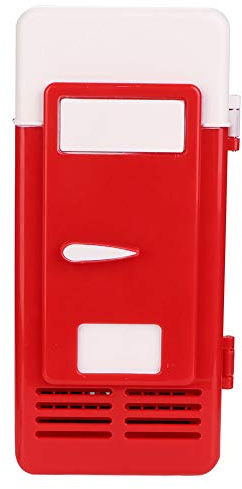 Airshi Nevera compacta con luz LED incorporada, pequeña nevera, para viajes de oficina (rojo)