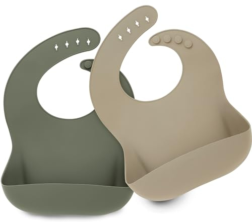KeaBabies Baby Silikon Lätzchen mit Auffangschale - Silikon Lätzchen Baby Junge und Mädchen - BPA Frei Baby Lätzchen Silikon - Leicht Abwischbares Wasserdichtes Baby Lätzchen (Marsh)