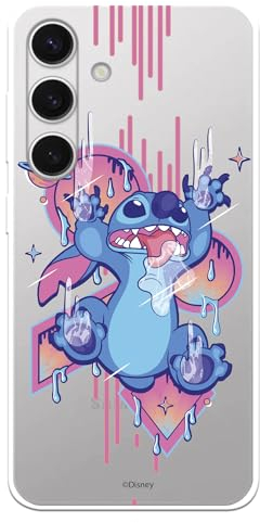 Schutzhülle kompatibel mit Samsung Galaxy S24, offizielle Disney Stitch Graffiti, zum Schutz Ihres Mobiltelefons, transparent, flexibel, mit offizieller Lizenz von Lilo & Stitch