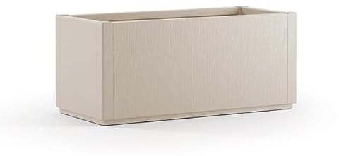 Tomaino - Vaso Rettangolare in Plastica per Esterno 80x36x35 cm - Fioriera Plastica per Piante Terrazzo e Giardino - Vaso Rettangolare da Esterno Bianco