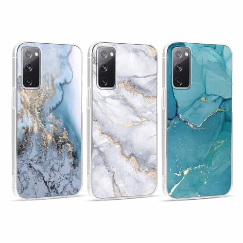 Xylota 3 Stück Handyhülle für Samsung Galaxy S20 FE 5G 6,5 Hülle, Transparent Case mit Aesthetic Marmor Muster, Weich Silikon Ultra Dünn TPU Stoßfeste Kratzfest Schutzhülle Cover für Samsung S20 FE