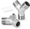 ERGAOBOY 2 Pcs Stainless Steel 304 1 BSP Male 3 Way Y Shape T Piece Pipe Fittings for Water/Oil/Gas