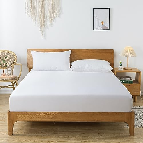 bienDo Spannbettlaken 90x200, Weiß, Bambus, Mit Steghöhe bis 35CM, Allergiker, Weicher Als Ägyptische Baumwolle, Spannbetttuch Ideal Für Einzel Und Boxspringbetten