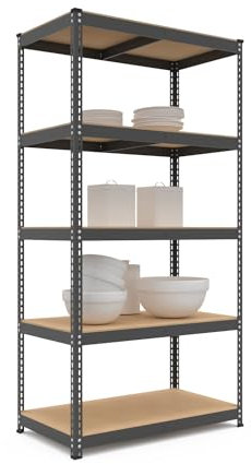 baudim - Metallregal: Flexibles Schraubregal für Lager und Werkstatt. Robustes Stahlregal mit anpassbaren Böden Platzsparendes Lastenregal für effiziente Organisation 180x90x50 - Schwarz