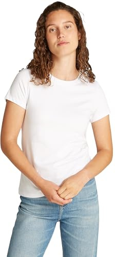 Calvin Klein Damen T-Shirt Kurzarm Logo Neckline Slim Fit