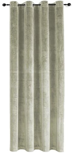TiborTex Verdunkelungsvorhang Samt weich 140x245 cm Sand Beige Ösen Vorhang Blickdicht abdunkelnd Gardine Ösenaufhängung