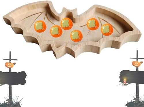 Vassoio per snack,Vassoi per servire il cibo - Vassoi per snack con fantasma di Halloween Vassoio per alimenti in pietra tombale in legno,Festival Charcuterie Board Piatti da portata Graziosi vassoi