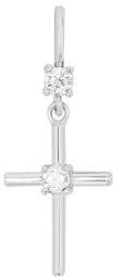 Amor Motivanhänger 925 Sterling Silber Damen Anhänger, mit Zirkonia synth., 1,8 cm, Weiß, Kreuz, Kommt in Schmuck Geschenk Box, 2039076