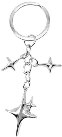 Pendentif Porte-clés Y2K Étoile Métallique ,porte-clés y2k kawaii,charmes de sac pour Sacs et Téléphones,Bijoux Accessoire pour Sac et Téléphone,Cadeau Mode pour Femmes, Filles et Hommes (argent)