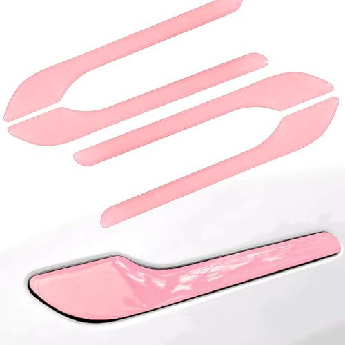 Yeapop 4 pcs Door Handle Covers Compatible with Model 3 and Model Y. Decoration & Protection Accessories for Tesla. (Pink)