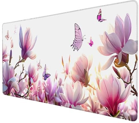 Mauspad Schmetterling, Mauspad XXL 1500x600 mm, Großes Schreibtischunterlage mit Magnolie Motiv, Gaming Mousepad mit Einer Speziellen Oberfläche Verbessert Geschwindigkeit und Präzision, Geschenk, A-0