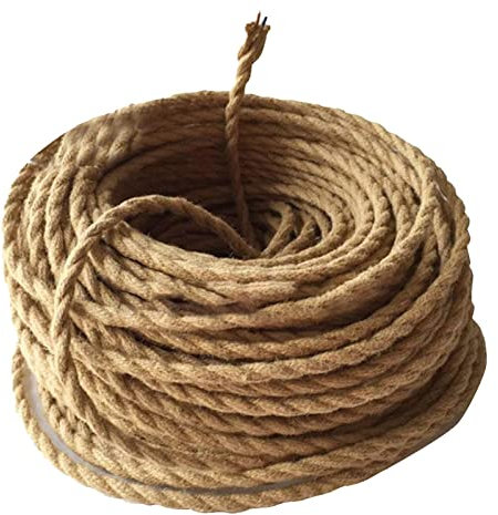 Fils Électriques En Chanvre Textile - Corde En Fil De Lin Tressé - Corde Électrique Torsadée À 2 Conducteurs - Câble D'éclairage LED - Fil Électrique Tissé Vintage Pour Lampes LED