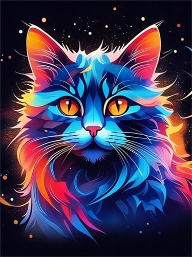 Lehaha Pintar por Numeros Kits para adultos,gato azul animales,Cuadros para pintura por números Kit ninos con Pinceles y Pinturas Acrilicos,30X40CM
