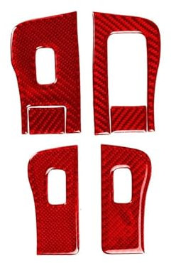 DZST Decorative Stickers For Tesla For Model Y 2020+ For Model 3 2017-20022 Forged Carbon Fiber Window Lift Control Panel Trim Cover Stickers Decorative Accessories(Red RHD)