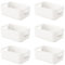 6 PCS Small White Plastic Storage Boxes, with Handle Storage Baskets for Shelves, Kitchen, Office, Fridge, Bathroom and Home, Mini Storage Boxes Rectangle - 8.2×5.5×2.7 Inch