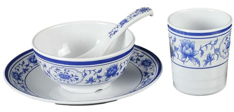 Vaisselle bleue et blanche petit bol, vaisselle de restaurant imitation porcelaine bol-1-bleu et blanc