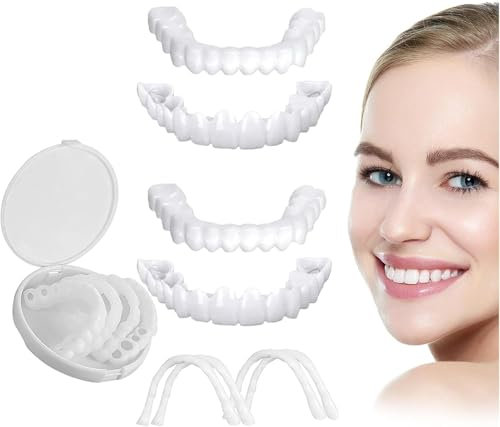 Facette Dentaire Cosmétique, 2 Paires Placages Fausses Dents Haut et Bas Temporaires pour Blanchiment Des Couvrir Les Dents Imparfaites