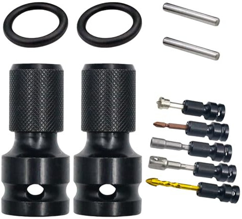 2 Stück Stecknuss Adapter,Schlagschrauber Bit Adapter Passende Lederschleife Pfeife,1/2 Auf 1/4 Schraubendreher Bithalter,Bithalter Akkuschrauber Schnellspann Konverter für Schlagratschenschlüssel