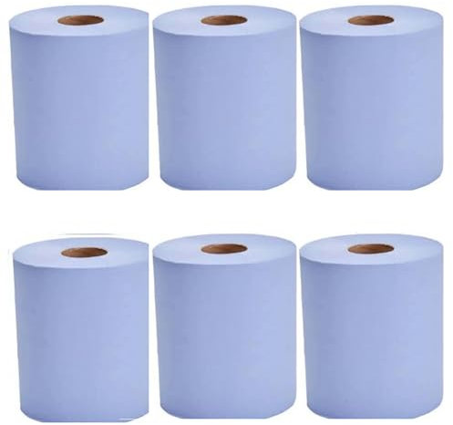 Parahon Blue Centrefeed Paper Rolls – 6 Pack | 2-Ply Recycled & Embossed Hand Towels | Fits Standard Dispensers | Ideal for Home, Office, Kitchen, Garage, Commercial & Industrial Cleaning (6 Rolls)
