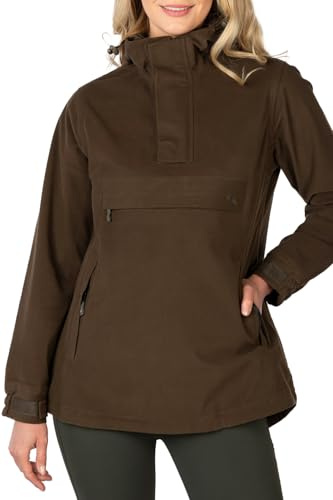 Rydale Ladies Shooting Smock Womens Waterproof Hunting Smocks Mesh Lined Field Jacket (UK, Numeric, 12, Regular, Regular, Brown)
