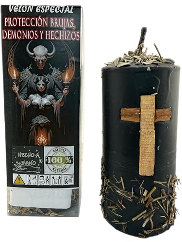 Esoterische Kerze, besonderer Schutz von Hexen, Dämonen und Zaubern, 14 x 6 cm