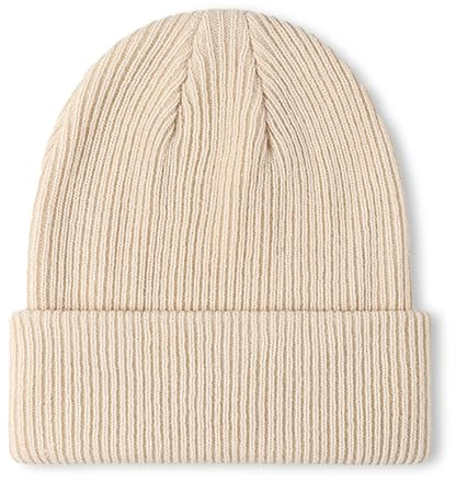 axy Kinder Winter Beanie Strickmütze aus Rippstrick mit breiter Krempe für Jungs und Mädchen von 1-6 Jahren, Kindermütze Jungen Kleinkind