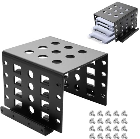 YAODHAOD 2.5 HDD Mounting Rack, Aluminum Hard Drive Storage Bracket, Mount 4 x 2.5 Inch SSD/HDD into 3.5 Inch Drive Bay ,State Drive Hard Disk Cage for PC, Server, NAS Cooling - 1PCS