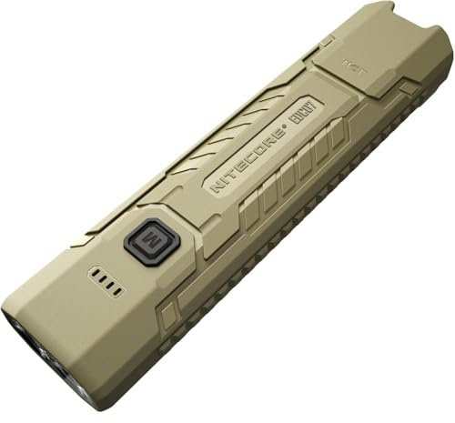 Nitecore EDC07 EDC07 EDC Flashlight High CRI Three Color Temperatures Ultra Light PC Material, with Strobe/SOS Modes, 1500 Lumen w/Eco-Sensa Type C Charging Cable - TAN Color