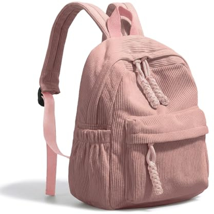 Boziee Unisex Kleiner Cord Rucksack Daypacks Schulrucksack Damen Rucksäcke Cityrucksack für Schule, Reisen, Arbeit. (Rosa)