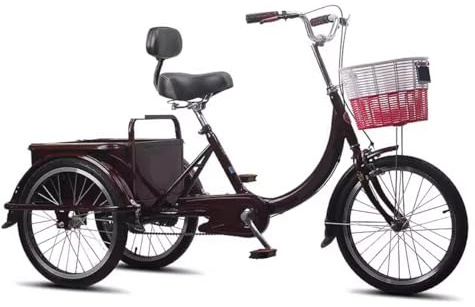 trehjuling, Trehjuling Vuxen 3 Hjul 20 Inch Trike Bike Cruiser Cyklar, Cykling for utomhussport, lastcykel Med Korg Äldre Varukorg (Inga ryggstöd)
