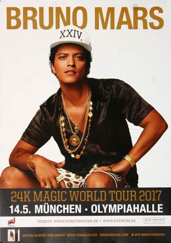 Bruno Mars - Magic World, München 2017 » Konzertplakat/Premium Poster | Live Konzert Veranstaltung | DIN A1 «