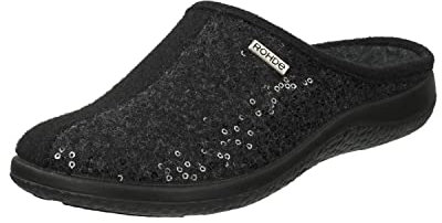 Rohde 6550 Bari Schuhe Damen Hausschuhe Pantoffeln Softfilz Weite G, Größe:42 EU, Farbe:Grau