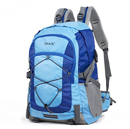 Shaik® Serie: Climb, SH-R001 H2o | Unisex Rucksack, Business Studenten Multifunktionsrucksack, Nylon 600D Polyester/Linen (Blau, 40 Liter - 55 x 35 x 25 cm)