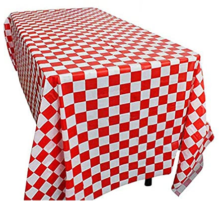 Lot de 2 nappes jetables en plastique à carreaux rouges et blancs - Décoration de fête de pique-nique