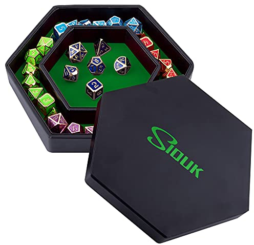 SIQUK Würfelbretter mit Deckel Würfeltablett Würfelteller PU Leder und Samt Würfel Brett Dice Rolling Tray Würfelroller für Würfelspiel D&D, RPG und weitere Spiele, Grün