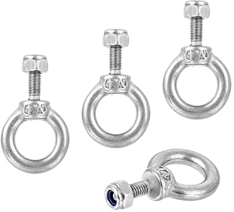 sourcing map 4 Sätze Ringschraube M4 x 11mm Außengewinde mit Sechskantmutter zum Aufhängen Edelstahl 304