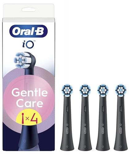 Oral-B Gentle Care Ersatzbürsten, Schwarz, weich, geeignet für empfindliches Zahnfleisch, runde Bürste für elektrische Zahnbürsten, Oral B iO, 4 Stück